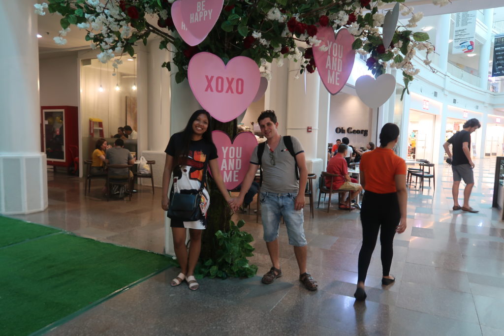 my wife and I inside ayala mall