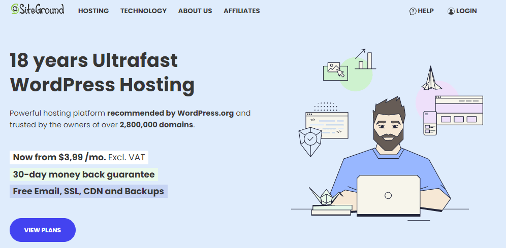 siteground hosting homepage