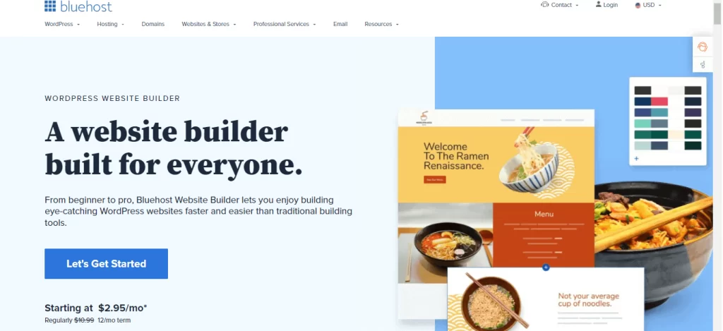 With bluehost website builder creating your site is almost there
